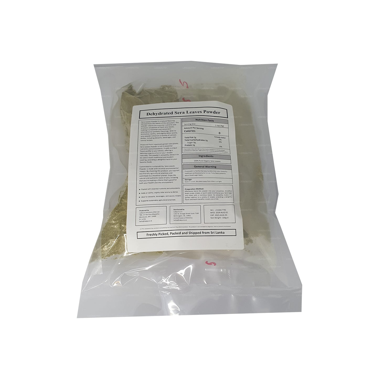 Lakpura Dehydrated Sera Leaves (Cymbopogon Citrates) Powder (100g)