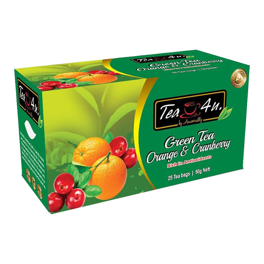 Tea4U Zelený čaj Orange & Cranberry (50g) 25 čajových sáčků