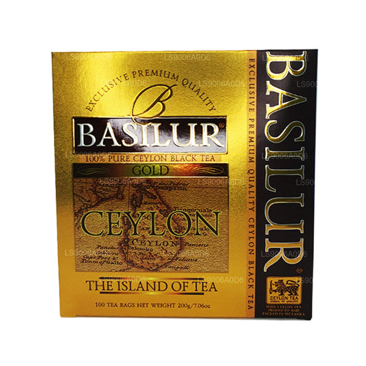 Basilur Island of Gold Exclusive Premium Quality Ceylon Black Tea (200g) 100 Tea Bags
