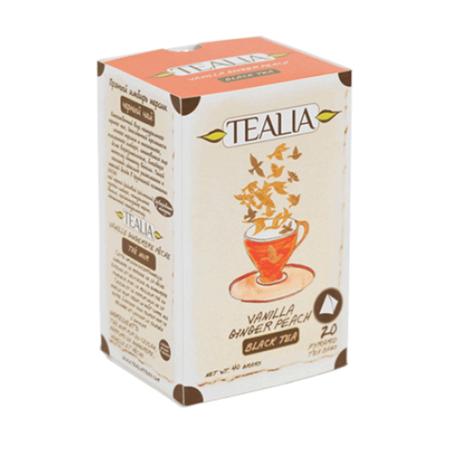 Tealia Vanilla Ginger Peach (40g) 20 Pyramidových čajových sáčků