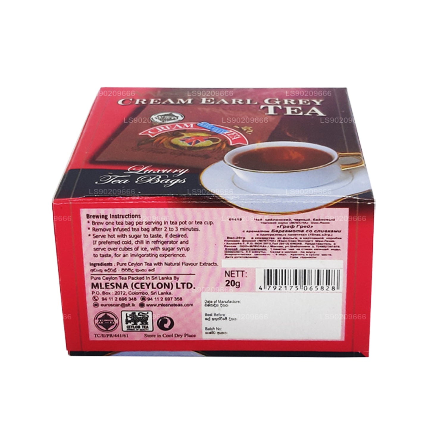 Mlesna Cream Earl Grey Tea (20g) 10 luxusních čajových sáčků