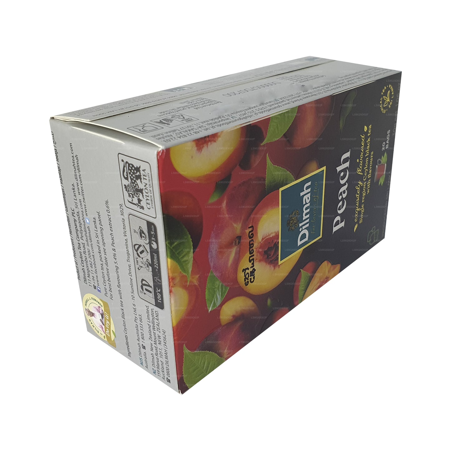 Dilmah Peach Flavored Ceylon Black Tea (30g) 20 Tea Bags