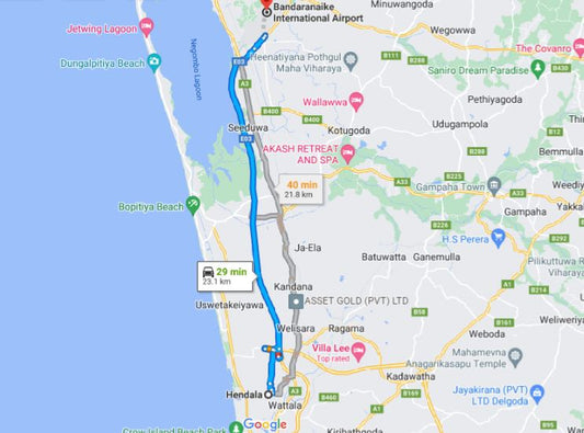 Hendala City to Colombo Airport (CMB)Private Transfer