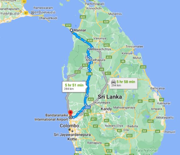 Soukromý transfer Mannar City na letiště Colombo (CMB)