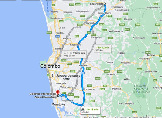 Veyangoda City to Colombo Airport (CMB) Private Transfer