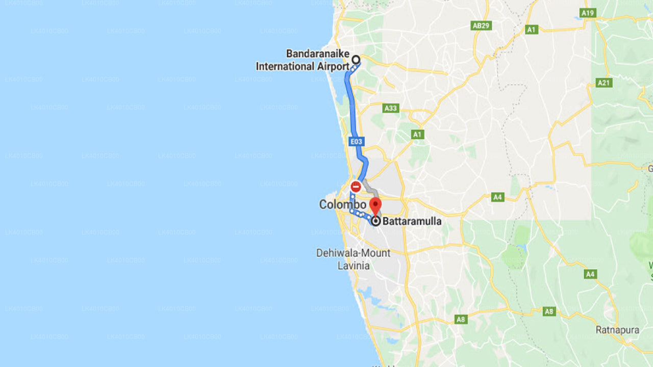 Colombo Airport (CMB) to Battaramulla City Private Transfer