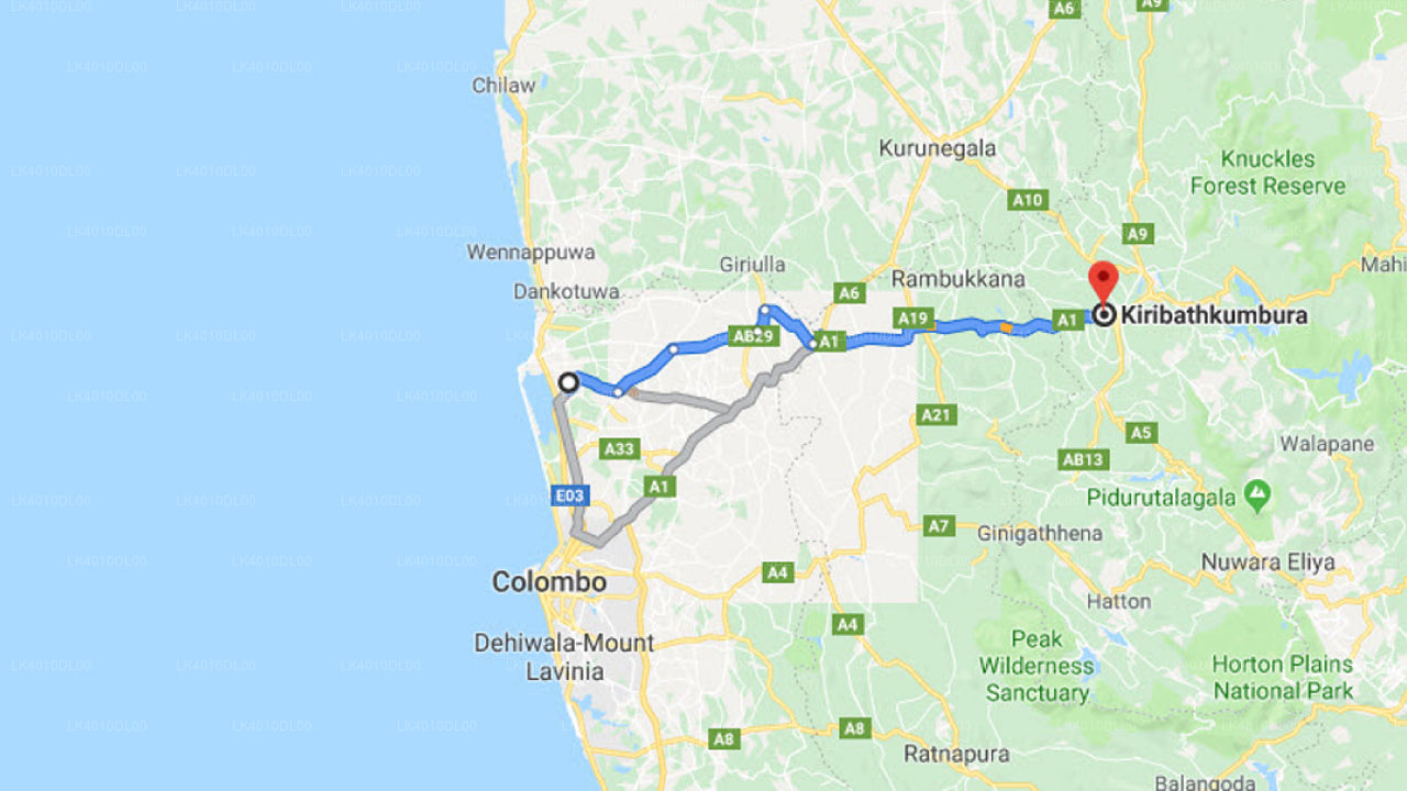 Colombo Airport (CMB) to Kiribathkumura City Private Transfer