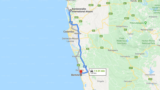 Transfer between Colombo Airport (CMB) and Paradise Road The Villa, Bentota