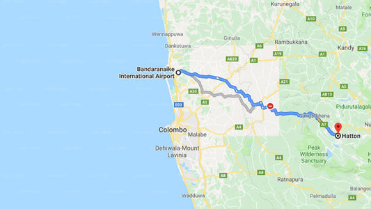 Transfer between Colombo Airport (CMB) and Iona Bungalow, Hatton