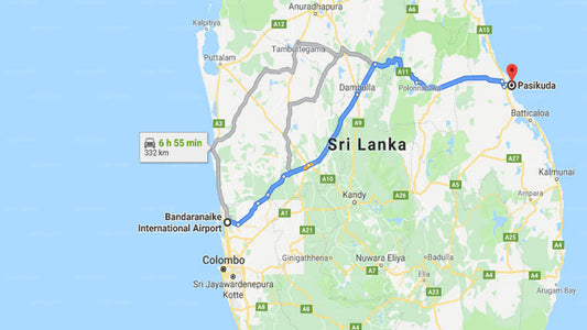 Transfer between Colombo Airport (CMB) and Anantaya Pasekudah, Pasikuda
