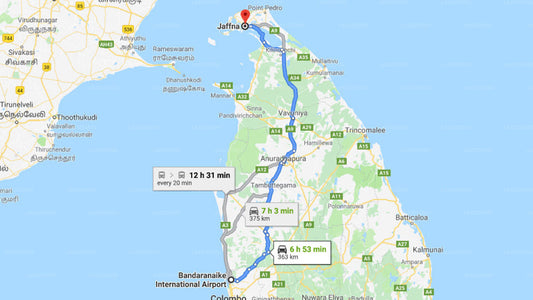 Transfer between Colombo Airport (CMB) and FOX JAFFNA by Fox Resorts, Jaffna