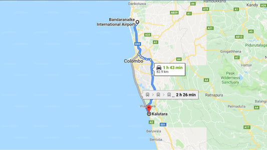 Transfer between Colombo Airport (CMB) and Club Waskaduwa Beach Resort and Spa, Kalutara