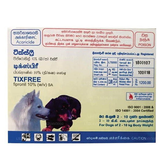 Tixfree Spot On,Dog 02 10 Kg (3 Packs)